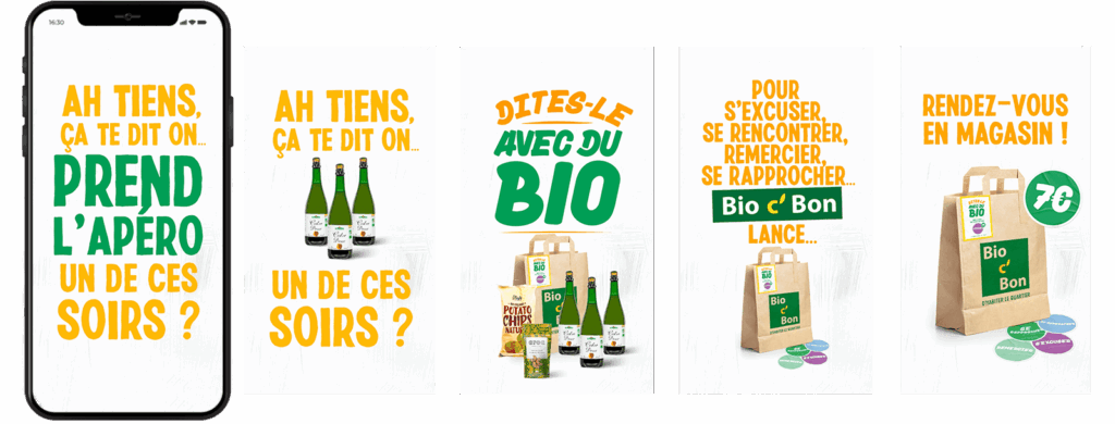 Storie Bio c' Bon : " Ah tiens, ça te dit on prend l'apéro un de ces soirs ? Dites-le avec du bio"