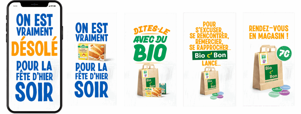 Storie Bio c' Bon : " On est vraiment désolé pour la fête d'hier soir ? Dites-le avec du bio"